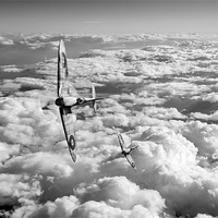 Buy canvas prints of Spitfires turning in black and white version by Gary Eason