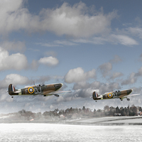 Buy canvas prints of Winter ops: Spitfires by Gary Eason