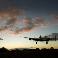 Buy canvas prints of Lancasters taking off at sunset by Gary Eason