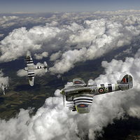 Buy canvas prints of Hawker Typhoons diving by Gary Eason