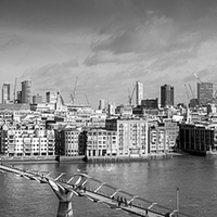 Buy canvas prints of London skyline, St Pauls and the City black and wh by Gary Eason