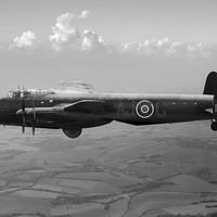 Buy canvas prints of Dambusters Lancaster AJ-G carrying Upkeep black an by Gary Eason