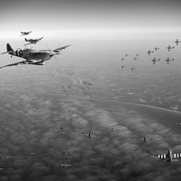 Buy canvas prints of D-Day Operation Mallard black and white version by Gary Eason