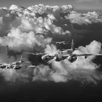 Buy canvas prints of Mosquitos above clouds black and white version by Gary Eason