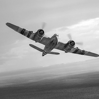 Buy canvas prints of Bristol Beaufighter TF X black and white version by Gary Eason