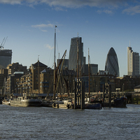 Buy canvas prints of City of London river barges Wapping by Gary Eason