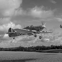 Buy canvas prints of Another day: Hurricanes scramble black and white v by Gary Eason