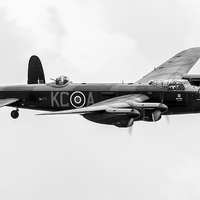 Buy canvas prints of BBMF Lancaster PA474 black and white version by Gary Eason
