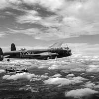 Buy canvas prints of 617 Squadron Tallboy Lancasters black and white ve by Gary Eason