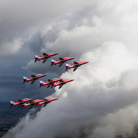 Buy canvas prints of Cloud riders - the Red Arrows by Gary Eason