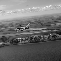 Buy canvas prints of Lancaster over the white cliffs in Kent black and  by Gary Eason