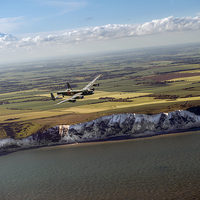 Buy canvas prints of Lancaster over the white cliffs in Kent by Gary Eason