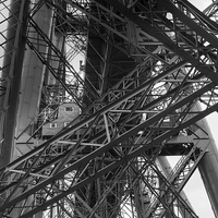 Buy canvas prints of Forth Rail Bridge girders black and white version by Gary Eason