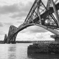 Buy canvas prints of Forth Rail Bridge north east view black and white  by Gary Eason