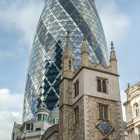 Buy canvas prints of Gherkin and St Andrew Undershaft by Gary Eason