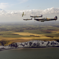 Buy canvas prints of White Cliffs Spitfires by Gary Eason