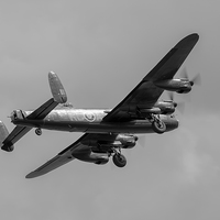 Buy canvas prints of Avro Lancaster PA474 taking off  black and white v by Gary Eason