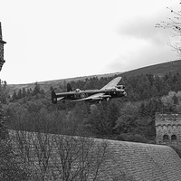 Buy canvas prints of Lancaster PA474 at the Derwent Dam black and white by Gary Eason