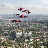 Buy canvas prints of Red Arrows over Lincoln by Gary Eason