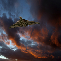 Buy canvas prints of Avro Vulcan at sunset by Gary Eason