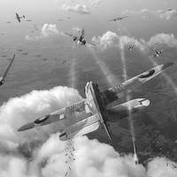 Buy canvas prints of Headlong attack black and white version by Gary Eason