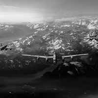 Buy canvas prints of Target Tirpitz in sight black and white version by Gary Eason