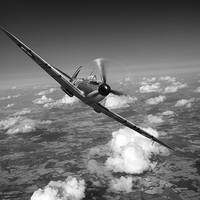 Buy canvas prints of Battle of Britain Spitfire Mk I black and white ve by Gary Eason