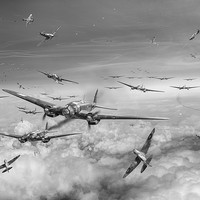 Buy canvas prints of Battle of Britain Day black and white version by Gary Eason