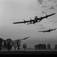 Buy canvas prints of Dambusters departing black and white version by Gary Eason