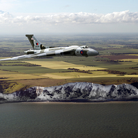 Buy canvas prints of Avro Vulcan over the white cliffs of Dover by Gary Eason