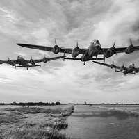 Buy canvas prints of Dambusters practising low level flying B&W version by Gary Eason
