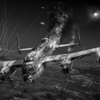 Buy canvas prints of Escape at Mailly, Lancaster LL743 B&W version by Gary Eason