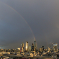 Buy canvas prints of Double rainbow over the City of London by Gary Eason