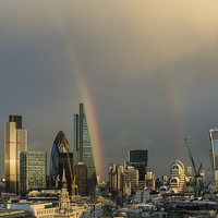 Buy canvas prints of Double rainbow over the City of London by Gary Eason