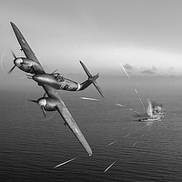 Buy canvas prints of Westland Whirlwind attacking E-boats black and whi by Gary Eason