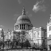 Buy canvas prints of Winter sun St Paul's Cathedral B&W version by Gary Eason
