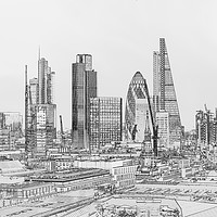 Buy canvas prints of City of London outline poster B&W by Gary Eason