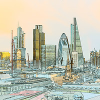 Buy canvas prints of City of London toned outline poster  by Gary Eason