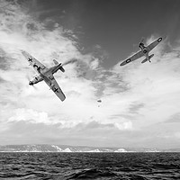 Buy canvas prints of Bf109 down in the Channel B&W version by Gary Eason