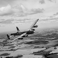 Buy canvas prints of Lancaster PA474 over England B&W version by Gary Eason