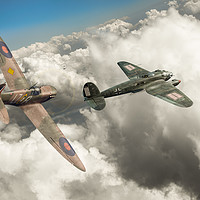 Buy canvas prints of The Chase: Spitfire pursuing Heinkel by Gary Eason