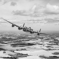 Buy canvas prints of Home stretc: Lancaster over England, B&W version by Gary Eason
