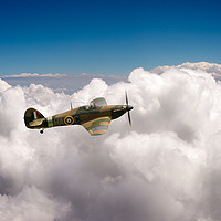 Buy canvas prints of RAF Hawker Hurricane above clouds by Gary Eason