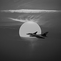 Buy canvas prints of Gulf War sunset departure, B&W version by Gary Eason