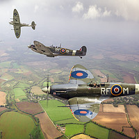 Buy canvas prints of 303 Squadron Spitfire sweep by Gary Eason