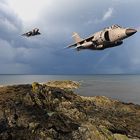 Buy canvas prints of Sea Harriers over the Falklands by Gary Eason