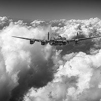 Buy canvas prints of Avro Lancaster LM227 above clouds B&W version by Gary Eason