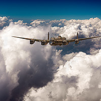 Buy canvas prints of Avro Lancaster LM227 above clouds by Gary Eason