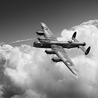 Buy canvas prints of Lancaster KB799 The Moose above clouds, B&W versio by Gary Eason