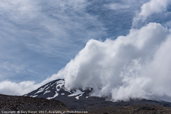 Mount Ruapehu clouds Framed Mounted Print by Gary Eason